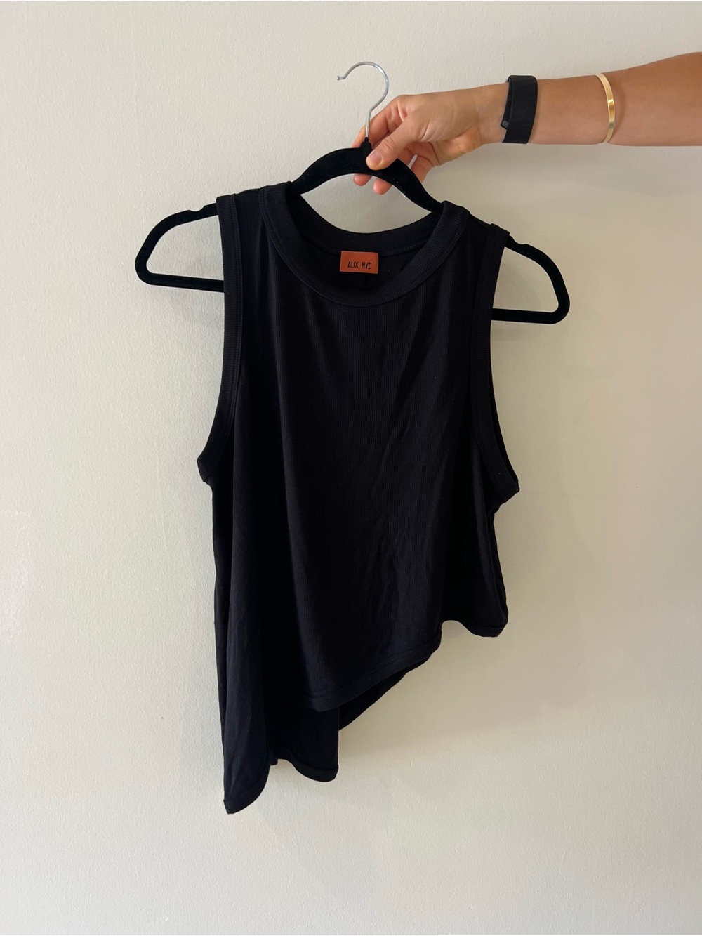 ALIX NYC Black Asymmetrical Sleeveless Tank Top